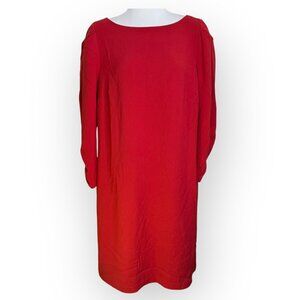 Lafayette 148‎ Maroon Long Sleeve Shift Dress Size L